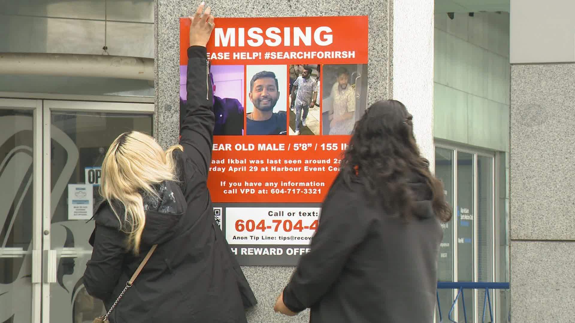 Missing persons poster for Irshaad Ikbal of Vancouver